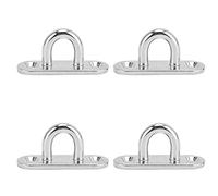 Oval Hooks Eyelet 304 Stainless Steel 5mm Ceiling Pad Eye Plate Hardware Staple Loops Heavy Duty Proof Durable for Fixing Ropes Steel Wires in Home Garage Warehouse Silver 4Pcs