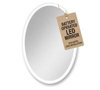 Oval Illuminated Bathroom Mirror with LED Lights 500x800mm IP44 Rated - Verve Lithium-Ion Battery Operated Bathroom Mirror, Light Up Wall Mirrors with Rocker Switch, Frameless LED Mirrors for Walls