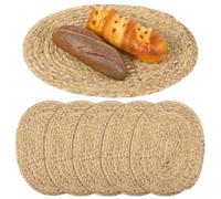 Oval Jute Placemats Set of 6 - Rattan Placemats for Dining Table, 15.7 x 11.8 in Oval Shape, Handwoven Wicker Placemats, Quality and Reversible for Kitchen and Parties