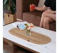 Oval Jute Table Runner | Woven Braided Dining Runner | Natural Textured Rattan Table Runner for Dining Table Coffee Table or Patio 11.8 x 27.5 (Standart)