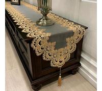 Oval Lace Table for RUNNER, White Vintage Embroidered Lace Tablecloth Cabinet Tablecloth, Floral Coffee Dressing Table for RUNNER for Wedding Banquet TV Cabinet(40 * 200cm C)