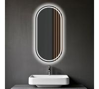 Oval LED Bathroom Mirror - 40x70cm/15.7x27.6in Frameless Wall Mirror with White Light | Front & Backlit Illumination, Makeup Vanity Mirror for Bathroom, Bedroom & Living Room - Style B