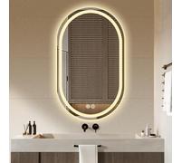 Oval LED Bathroom Mirror Illuminated Vanity Mirror with 2 Touch Switches Color Changing LightWarm Cool NeutralAntiFog60x90cm