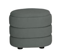 (Oval Light Grey) Soft Velvet Ottoman Storage Pouffe Footstool Dressing Vanity Chair