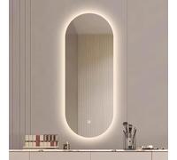 Oval Makeup Mirror 120cm Frameless Full-Length Retro Illuminated Bathroom Mirror Anti-Fog with 3 Dimmable Colors (80x50cm) - Stylish & Functional Decor