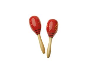 Oval Maracas 26cm Wooden Super Soft Sounding Rattle - Red Sold individually