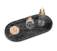 Oval Marble Bathroom Vanity Tray, Natural Luxury Marble Home Kitchen Bathroom Table Tray, Stone Decorative Countertop Tray for Coffee Perfume Jewelry (Dark Grey, 12" x 6" x 0.8")