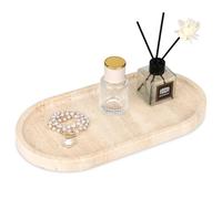 Oval Marble Bathroom Vanity Tray, Natural Luxury Marble Home Kitchen Bathroom Table Tray, Stone Decorative Countertop Serving Trays for Coffee Perfume Jewelry Makeup (Travertine)