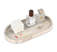 Oval Marble Bathroom Vanity Tray, Natural Luxury Marble Home Kitchen Bathroom Table Tray, Stone Decorative Countertop Tray for Coffee Perfume Jewelry (Viva Jade, 12" x 6" x 0.8")