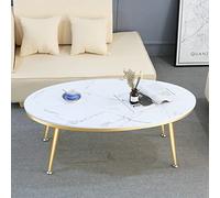 Oval Marble Coffee Table, Center Table Coffee Table for Living Room Modern Marble Texture Top Sofa Table with 4 Metal Thicker Legs Tea Table Snack Table for Living Room, Office, Small Space Décor