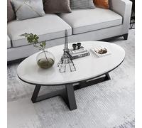 Oval Marble Coffee Table with Metal Base, Nordic Style Side Table for Small Living Spaces