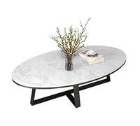 Oval Marble Coffee Tables for Living Room White l Modern Occasional End Side Table for Home Living Room Small Spaces Furniture