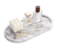 Oval Marble Tray Natural Luxury Marble Home Kitchen Bathroom Vanity Tray, Stone Decorative Countertop Serving Trays for Coffee Perfume Jewelry Makeup Key Lilac 30 x 15 cm