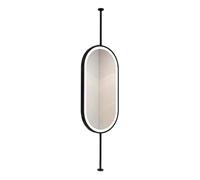 Oval Metal Ceiling Double-sided Mirror With LED Light, 3-color Adjustable Lighting, 360-degree Rotation, Suitable For Entryways And Cloakrooms(Black,60x90cm)