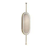 Oval Metal Ceiling Double-sided Mirror With LED Light, 3-color Adjustable Lighting, 360-degree Rotation, Suitable For Entryways And Cloakrooms(Gold,50x100cm)