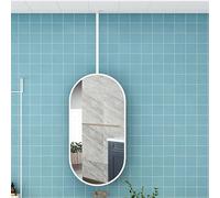 Oval Metal Ceiling Mirror with Pole Suspension, High-Definition Bathroom Mirror, Decorative Hanging Mirror, Ceiling Hanging Mirror,White-40cmx60cm