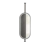 Oval Metal Double-sided Ceiling Mirror With 360-degree Rotating LED Light, Dimmable In 3 Colors, Suitable For Hotel And Apartment Decor(Black,50x100cm)