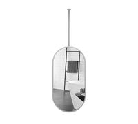 Oval Metal Framed Ceiling Mirror Floating Bathroom Vanity Mirror Decorative Overhead Mirror for Sink Mounting (White 40x80cm) Stylish Home Decor Solution