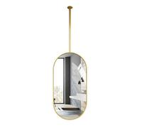 Oval Metal Framed Floating Mirror for Bathroom Gold 40 x 80 cm - Stylish Oval Ceiling Mirror Modern Home Decor Elegant Wall Accent for Luxury Interiors