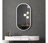 Oval Metal Framed Mirror Wall, Bathroom Mirror With LED Lights, Smart Mirrors With Touch Screen, 3 Colors Dimmable Light, Wall Mounted Dressing Make-up Mirrors(Front+Back Light-b,60x80cm)