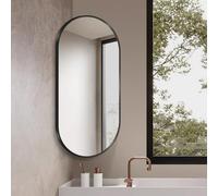 Oval Mirror,Black Bathroom Mirror,Wall-Mounted Mirrors for Corner,Bathroom Mirrors for Over Sink,Oval Mirror for Bathroom,Blacks Vanity Mirror for Bathroom,Entryway,Living Room(Black,W30xL50cm)