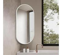 Oval Mirror,Black Bathroom Mirror,Wall-Mounted Mirrors for Corner,Bathroom Mirrors for Over Sink,Oval Mirror for Bathroom,Blacks Vanity Mirror for Bathroom,Entryway,Living Room(White,W40xL80cm)
