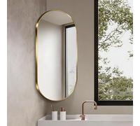 Oval Mirror,Black Bathroom Mirror,Wall-Mounted Mirrors for Corner,Bathroom Mirrors for Over Sink,Oval Mirror for Bathroom,Blacks Vanity Mirror for Bathroom,Entryway,Living Room(Gold,W35xL60cm)