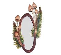 Oval Mirror Wall Mirror Minimalist Style Wooden Forest Mushroom Mirror 12.99x7.87 Inch Vintage Oval Shape Hanging Vanity Mirror Decor for Bedroom