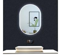 Oval Mirror with LED Lights Anti-fog for Make up Home Bathroom 60x80cm