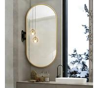 Oval Mirrors For Bathroom,Wall Mounted Swivel Corner Mirror,Hd Makeup Mirror With Metal Frame,Oval Swivel Corner Bathroom Mirrors With Bracket For Easy Installation(Gold,30x50cm)