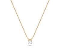 Oval Necklace - 18k Gold Plated with White Zircons, En storlek, Sterling Silver, Cubic Zirconia