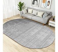 Oval Non Slip Rug Machine Washable Stain Resistant Eco Friendly Non Shed Family & Pet Friendly Minimalist Solid Grey 120 x 200 cm Durable Home Decor