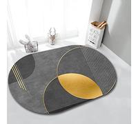 Oval Non-slip Washable Area Rug Floor Mats Rugs Carpet Floor Mat Yoga Mat for Room Home Decor Simple grey circular geometric mosaic, 70 x 160 cm