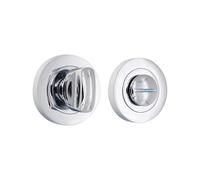 Oval or Euro Profile Escutcheon Key Hole Covers/Round Bathroom Thumb Turn Release Set (Polished Chrome, Turn & Release)