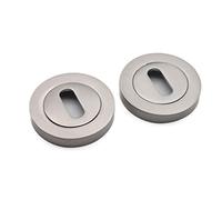 Oval or Euro Profile Escutcheon Key Hole Covers/Round Bathroom Thumb Turn Release Set (Satin Nickel, Oval Escutcheon)