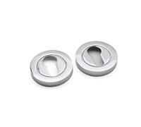 Oval or Euro Profile Key Hole Escutcheon/Bathroom Thumb Turn & Release Set - Satin & Polished Chrome (Polished Chrome, Euro Escutcheon)