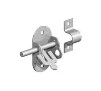 Oval Pad Bolt 4" Black BZP Galvanised Gate Shed Door Lock 102mm Padbolt (BZP (Bright Zinc Plate))