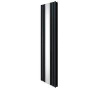 Oval Panel Radiator With Mirror 1800mm x 500mm Modern Designer Double Column Vertical Heater Matt Anthracite Grey Carbon Steel Wall Mounted Kitchen Living Room Cleaning Brush Fixing Kit & Brackets Gre