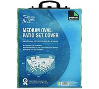 Oval Patio cover in Medium, Reversible Green & Black, Full weather protection, UK Designed garden furniture covers