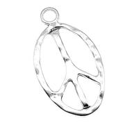 Oval Peace Sign Charms For Diy Jewelry Crafts, 51x28mm, Antique Silver Color, 4 Pieces