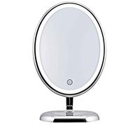 Oval Personal Makeup Mirror with Lights - Magnifying Mirror Light for Table Top - Led Make Up Mirror - 360 Degree Travel Swivel Vanity Mirror - Includes Compact 10x Magnifying Mirror - Pro Beautify