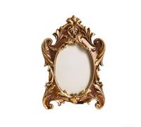 Oval Photo Frame, 27 cm x 19 cm x 4.3 cm, Classical Golden Resin Frame, Decorative Floral Sculpture, Elegant Home & Wedding Décor