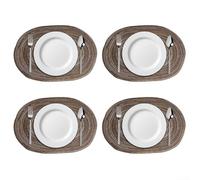 Oval Placemats Set of 4 - Heat Resistant Table Mats for Kitchen Dining - For Easy Clean Polyester Place Mats for Party HOMEs Decor - 18x12 Inch(Coffee Brown)