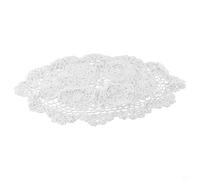 Oval Placemats Set of 4 - Vintage Hand-Crochet Cotton Lace Table Mats Floral Doily Design for Dining Table Beige or White 30 X 45 Cm (11.8 x 17.7 in)(White)