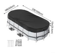 Oval Pool Cover Compatible with For Above Ground Pools Featuring Weather Resistant Material and Secure Accessories to Keep Pool from Debris and Moisture Throughout the Year (18 * 33ft(549 * 1006cm))