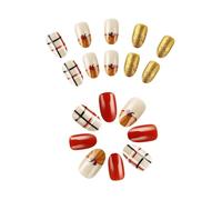 Oval Press on False Nails Maple Leaves Pumpkin Art Decoration Thanksgiving Manicure for Women and Girls Christmas