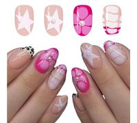 Oval Press On Nails Pack Of 24 Featuring Leopards Ombres French Tips Rhinestones Flower Designs Secure Trendy Leopard Print Press On Nail Set