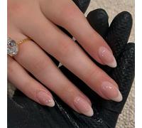 Oval Press On Nails Short - Soft Gel Press on Nail, French Tip Glue on Nails, Reusable Stick on Nail, Gifts for Women Girls