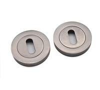 Oval Profile Round Concealed Escutcheon Keyhole Covers with Screws in Various Finishes (Pewter)