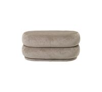 Oval Puf Faded Velvet Beige